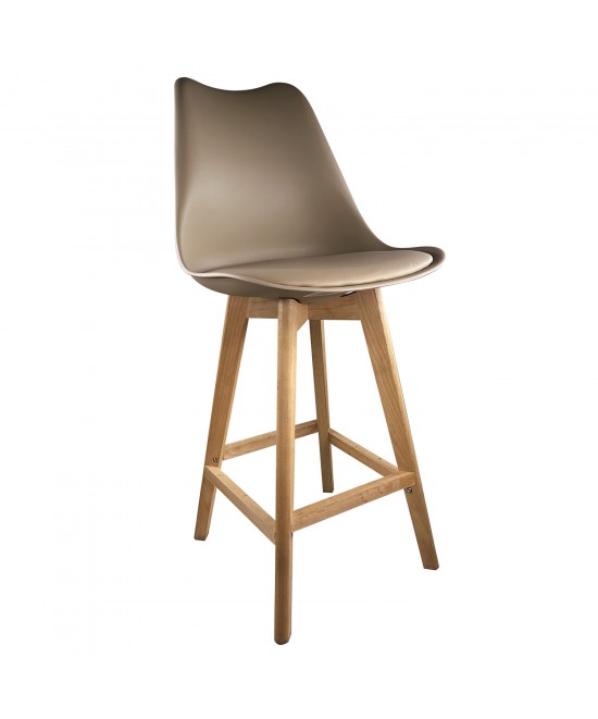 Σκαμπό Bar ArteLibre BRONX Cappuccino PP/PU/Ξύλο 57.5x49x105cm