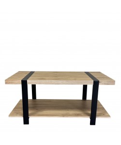 Τραπεζάκι Σαλονιού ArteLibre ESPINO Φυσικό/Μαύρο Μοριοσανίδα/Μέταλλο 100x50x45cm