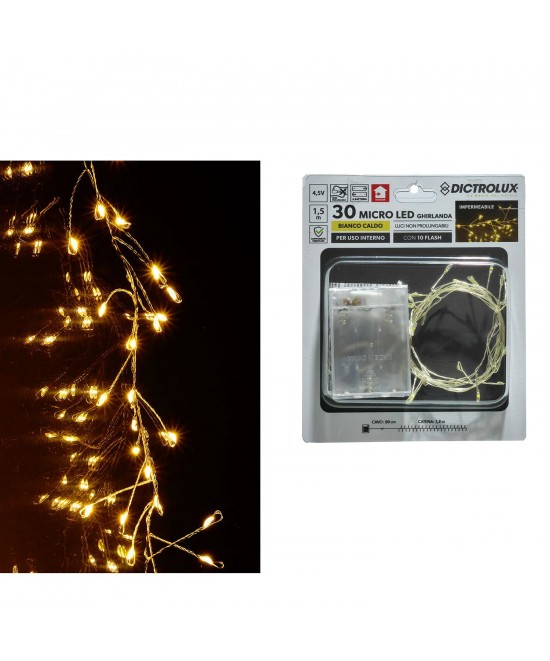 30 MicroLED Εσωτ. Χώρου Θερμό Λευκό Φως Διάφανο Καλώδιο Μη Επεκτεινόμενο IP44 Μπαταρίας 4.5V 2m 30 MicroLED Εσωτ. Χώρου Θερμό Λευκό Φως Διάφανο Καλώδιο Μη Επεκτεινόμενο IP44 Μπαταρίας 4.5V 2m