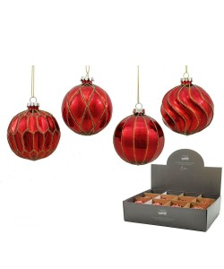 Μπάλα Κόκκινο Γυαλί Φ8cm Σε 4 Σχέδια