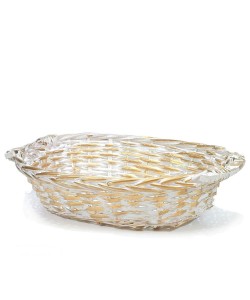 Καλάθι Οβάλ Λευκό/Χρυσό 38x28cm
