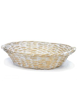 Καλάθι Οβάλ Λευκό/Χρυσό 50x40cm