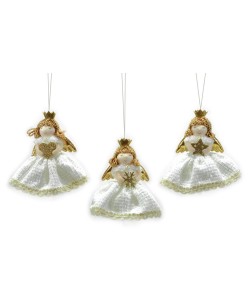 Κορίτσι Άγγελος Κρεμαστό Λευκό/Χρυσό Λούτρινο 15cm Σε 3 Σχέδια