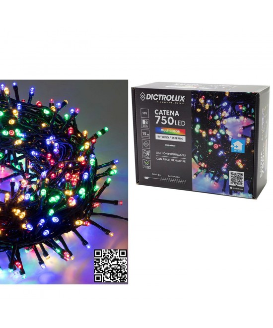 750 LED Εσωτ. & Εξωτ. Χώρου Με 8 Προγράμματα Και Μετασχηματιστή Πολύχρωμο Φως Πράσινο Καλώδιο Μη Επεκτεινόμενο IP44 31V 