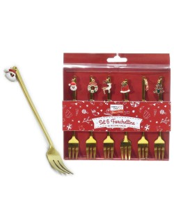 Χριστουγεννιάτικα Πηρούνια Χρυσό Inox Σετ 6Τμχ Χριστουγεννιάτικα Πηρούνια Χρυσό Inox Σετ 6Τμχ