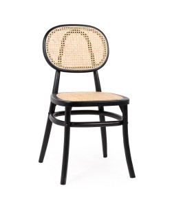 Καρέκλα Επαγγελματική ArteLibre TETHYS Μαύρο/Φυσικό Ξύλο/Rattan 44x41x87cm