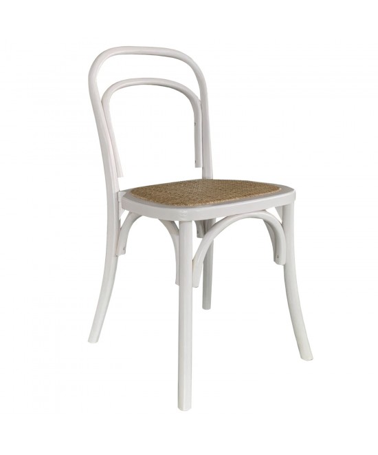Καρέκλα Επαγγελματική ArteLibre LETO Λευκό Ξύλο/Rattan 45x45x89cm