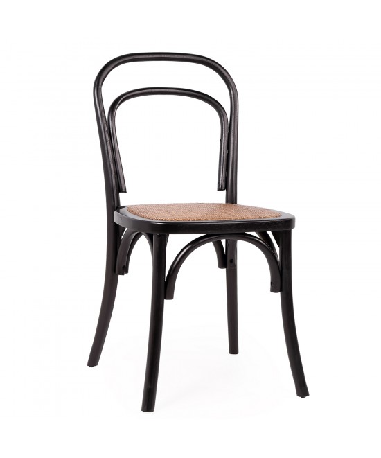 Καρέκλα Επαγγελματική ArteLibre LETO Μαύρο Ξύλο/Rattan 45x54x89cm