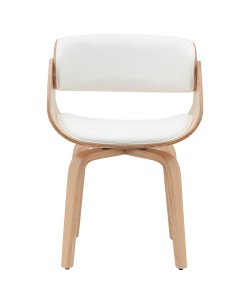 Πολυθρόνα Τραπεζαρίας ArteLibre GUNNAR Λευκό/Φυσικό Ξύλο/PU 51x53x75cm