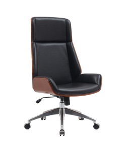 Καρέκλα Γραφείου Διευθυντή ArteLibre TITUS Μαύρο/Καφέ Ξύλο/PU/Αλουμίνιο 59x65x108.5-116.5cm