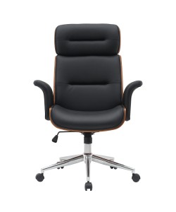 Καρέκλα Γραφείου Διευθυντή ArteLibre TARAK Μαύρο/Καφέ Ξύλο/PU/Αλουμίνιο 75x68x113.5-122cm