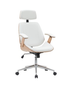 Καρέκλα Γραφείου Διευθυντή ArteLibre MILIUS Λευκό/Φυσικό Ξύλο/PU/Αλουμίνιο 53x56x73-83cm