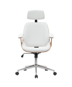 Καρέκλα Γραφείου Διευθυντή ArteLibre MILIUS Λευκό/Φυσικό Ξύλο/PU/Αλουμίνιο 53x56x73-83cm