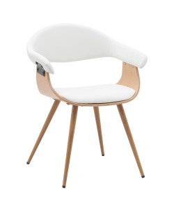 Καρέκλα Επισκέπτη ArteLibre DEVRA Λευκό/Φυσικό Ξύλο/PU/Μέταλλο 55.5x53.5x77cm