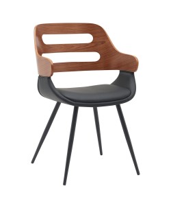 Καρέκλα Επισκέπτη ArteLibre HARMADA Μαύρο/Καφέ Ξύλο/PU/Μέταλλο 52x57.5x77cm