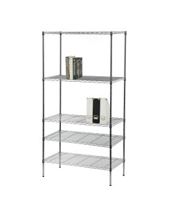 Ραφιέρα Επιδαπέδια Με 5 Ράφια Ασημί Μέταλλο 89x34x179cm