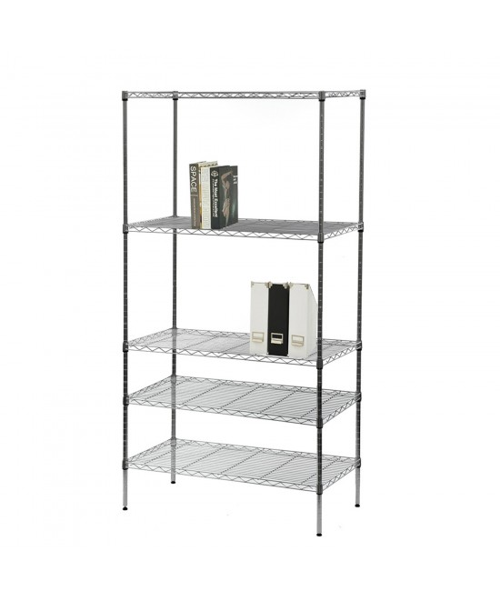 Ραφιέρα Επιδαπέδια Με 5 Ράφια Ασημί Μέταλλο 89x34x179cm