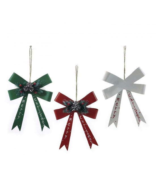 Διακοσμητικό Κρεμαστό Φιόγκος Merry Christmas 18cm Σε 3 Σχέδια Διακοσμητικό Κρεμαστό Φιόγκος Merry Christmas 18cm Σε 3 Σχέδια