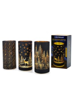 Δοχείο Με Χριστουγεννιάτικη Διακόσμηση Φωτιζόμενο Μαύρο 20.5cm Σε 3 Σχέδια Δοχείο Με Χριστουγεννιάτικη Διακόσμηση Φωτιζόμενο Μαύρο 20.5cm Σε 3 Σχέδια