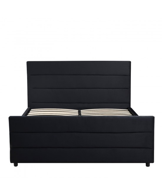 Κρεβάτι Διπλό ArteLibre SLEEPSUIT Μαύρο Ύφασμα 218x172x118cm (Στρώμα 160x200cm)