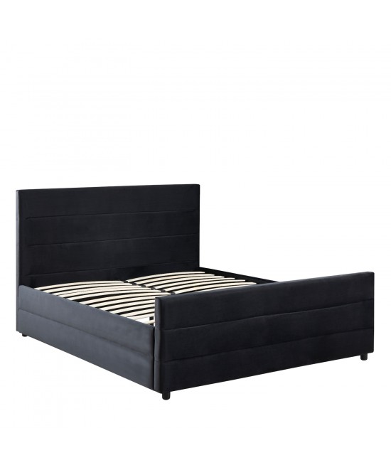 Κρεβάτι Διπλό ArteLibre SLEEPSUIT Μαύρο Ύφασμα 218x172x118cm (Στρώμα 160x200cm)