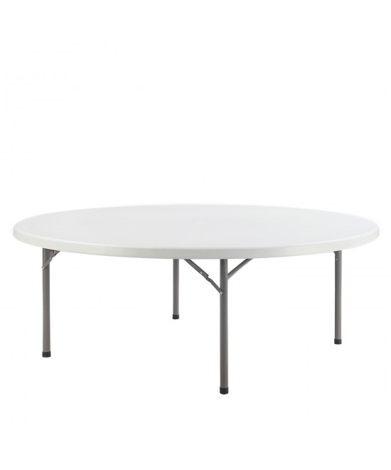 Τραπέζι Catering Στρογγυλό ArteLibre TILIA Πτυσσόμενο (Βαλίτσα) Λευκό/Γκρι HDPE/Μέταλλο Φ150x74cm