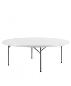 Τραπέζι Catering Στρογγυλό ArteLibre TILIA Πτυσσόμενο (Βαλίτσα) Λευκό/Γκρι HDPE/Μέταλλο Φ122x74cm