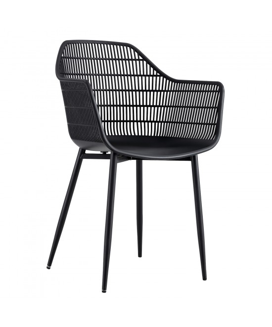 Πολυθρόνα Κήπου ArteLibre KOPHIPHI Μαύρο PP/Μέταλλο 53x58x86.5cm