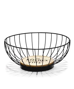 Φρουτιέρα Μαύρο/Φυσικό Μέταλλο/Ξύλο Φ28x31cm