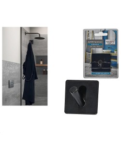 Κρεμάστρα Μπάνιου Μονή Με Αυτοκόλλητο 3M Μαύρο Μέταλλο 4.5x3.1x4.5cm