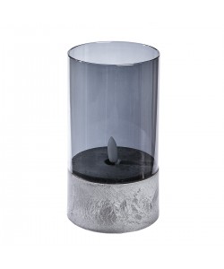 Φωτιστικό Ανεμοφωτιστικό (LED) Κυλινδρικό Γυαλί Γκρι 12.5x8cm