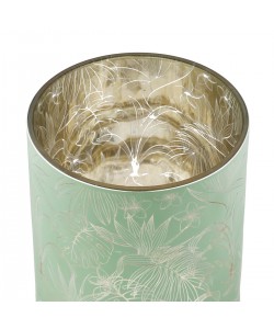 Ανεμοφωτιστικό Κυλινδρικό 'Tropic' Μοτίβο Φύλλου Γυαλί Πράσινο/Ροζ 2Τμχ 8x7cm