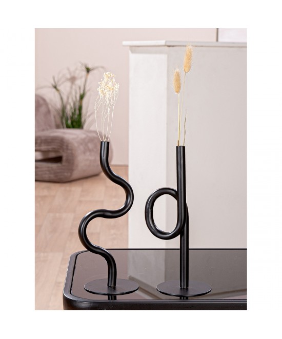 Βάζο Ευλύγιστο ArteLibre Μαύρο Μέταλλο 11x10x26.5cm Σε 2 Σχέδια