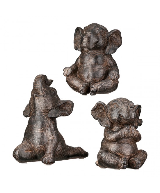  Figure Elephant Synthetic Resin Brown Ποικιλία 3 φορές 10X15X16Cm 10X15X16Cm