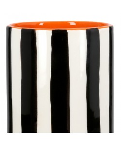  Βάζο Ριγέ Κεραμικό Μαύρο Λευκό D9X17Cm D9X17Cm