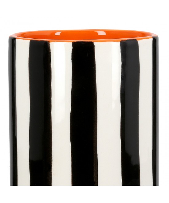 Βάζο Ριγέ Κεραμικό Μαύρο Λευκό D9X17Cm D9X17Cm Βάζο Ριγέ Κεραμικό Μαύρο Λευκό D9X17Cm D9X17Cm