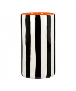 Βάζο Ριγέ Κεραμικό Μαύρο Λευκό D9X17Cm D9X17Cm
