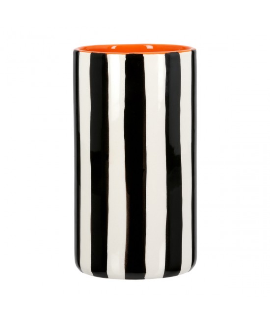 Βάζο Ριγέ Κεραμικό Μαύρο Λευκό D9X17Cm D9X17Cm Βάζο Ριγέ Κεραμικό Μαύρο Λευκό D9X17Cm D9X17Cm