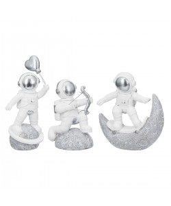  Figure Astronaut Poly White Silver Ποικιλία 3 φορές 11X5X12Cm 11X5X12Cm
