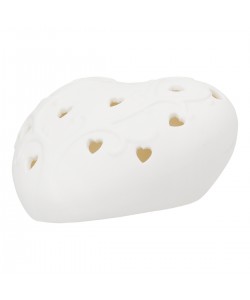  Διακοσμητικό Αντικείμενο (Led) Καρδιά Πορσελάνη Λευκό 10X9X5Cm 10X9X5Cm