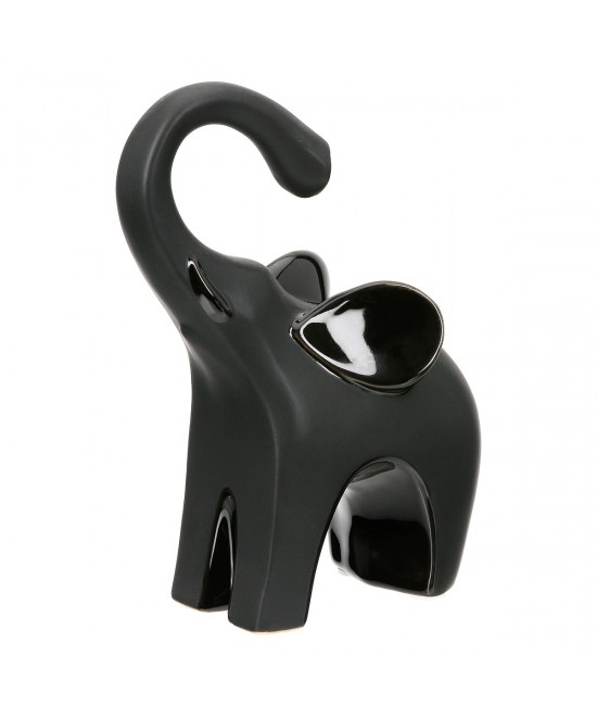  Sculpture Elephant Ceramic Black 2 Assorted 9X6X17Cm 9X6X17Cm