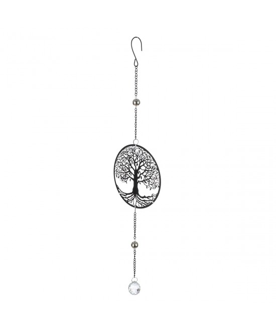  Κρεμάστρα Round Tree Of Life Motif Metal Black 15X3X58Cm 15X3X58Cm