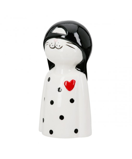  Figure Cat Porcelain White 2 Assorted 6X5X12Cm 6X5X12Cm