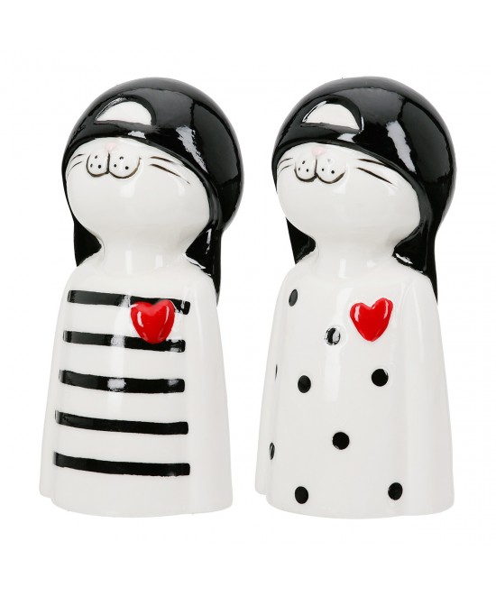  Figure Cat Porcelain White 2 Assorted 6X5X12Cm 6X5X12Cm