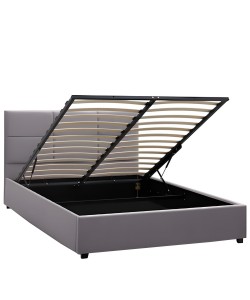 Κρεβάτι Διπλό ArteLibre CLOUDREST Γκρι Ύφασμα 214x168x109cm (Στρώμα 160x200cm)