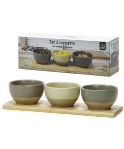 Σετ 3 Μπωλ Μπαμπού/Πορσελάνη Φ10x6cm 25cl Σε 3 Χρώματα