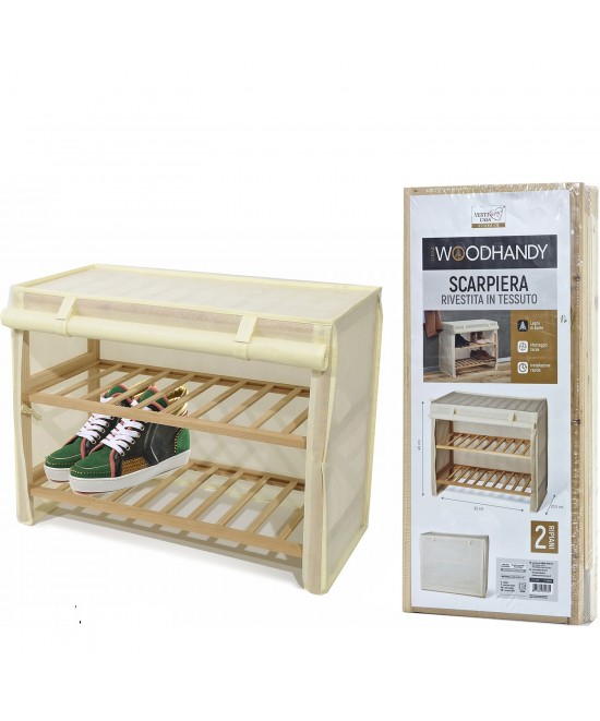 Παπουτσοθήκη WOODHANDY Beige/Ύφασμα/Ξύλο 63x27.5x49cm 2Τμχ