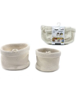 Καλάθια Στρογγυλά Λευκό Βαμβάκι Φ15/20xH20cm 2Τμχ Καλάθια Στρογγυλά Λευκό Βαμβάκι Φ15/20xH20cm 2Τμχ