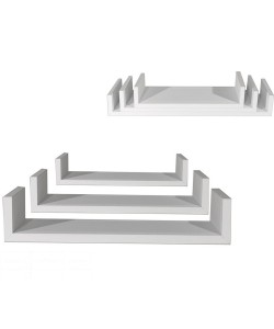 Ράφια Τοίχου Λευκό MDF 60x15.5x8cm 50x15.5x8cm 40x15.5x8cm 3Τμχ