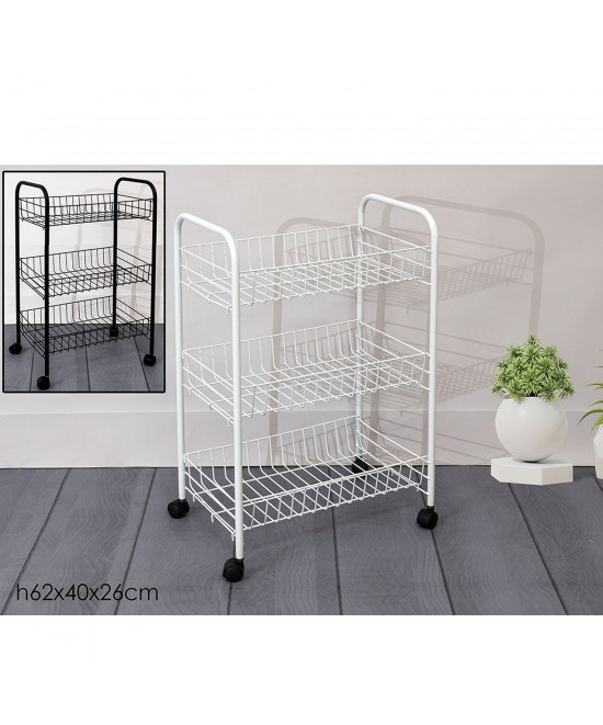 Τρόλεϊ Μεταλλικό Μαύρο/Λευκό 40x26x62cm Σε 2 Χρώματα Τρόλεϊ Μεταλλικό Μαύρο/Λευκό 40x26x62cm Σε 2 Χρώματα